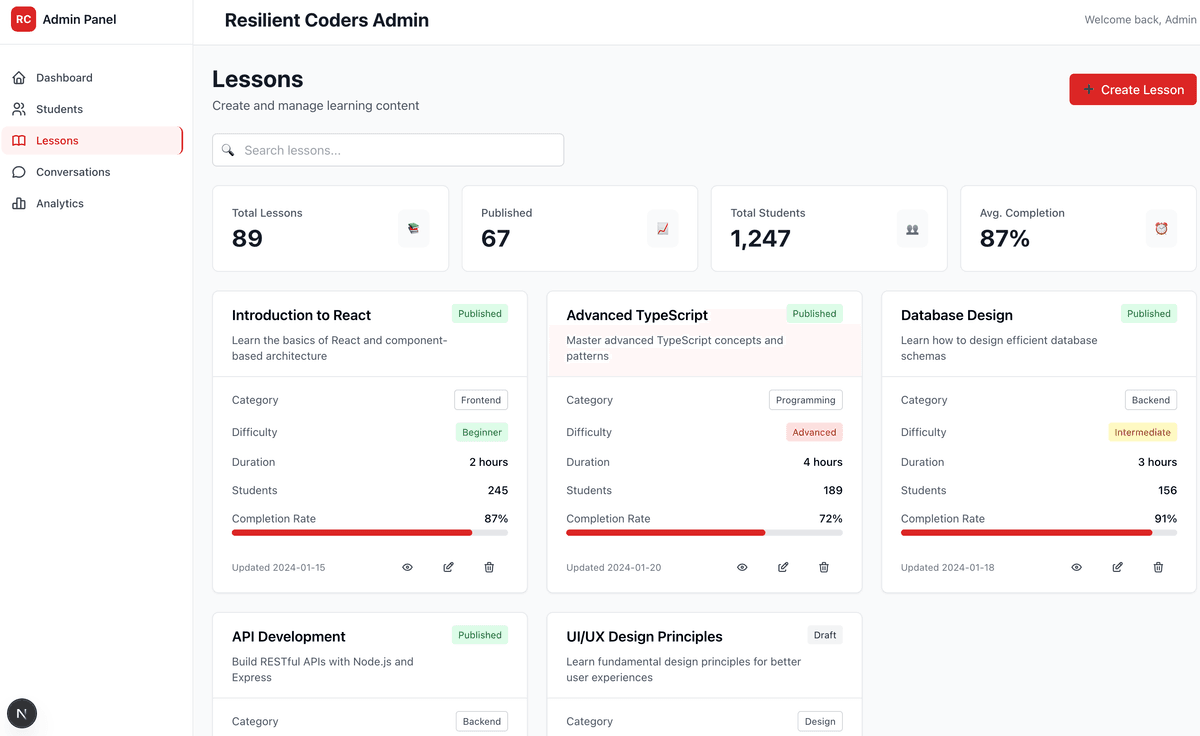 Resilient Coders - Learning Platform